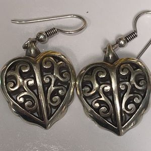 Brighton Silver Scroll Heart Dangle Earrings